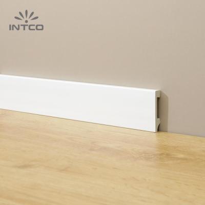 China Recycle Material INTCO Quick Install Waterproof Plastic White Skirting Cornice Molding for sale