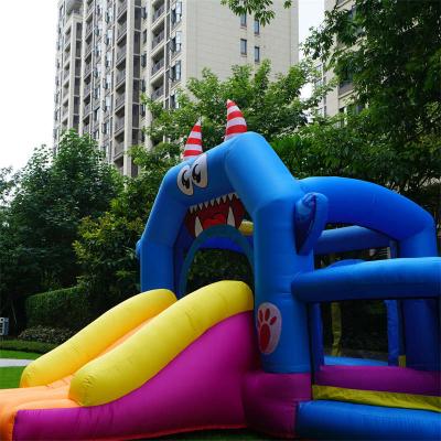 China Lightweight ; Easy Setup and Instant Jump Bouncy Castle Jumper House Bounce Blue Shark Inflatable Commercial Inflatable Water Slide with Pool for Kids for sale