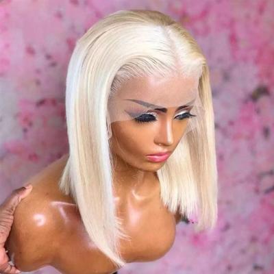 China Cheap Body Wave 613 Peruvian Blonde Colored Bob Wig, Hd Transparent Raw Virgin Full Lace Hair Wig, 100% Human Hair Bob Wig Lace Front for sale