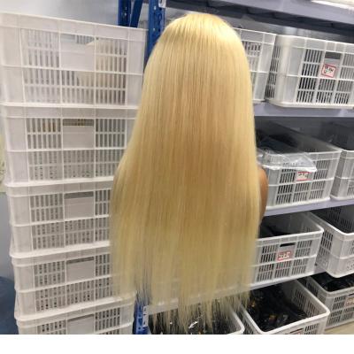 China Body Wave Cuticle Aligned Platinum Blonde Brazilian Lace Front Wigs Human Hair 613 Blonde Transparent Lace Wigs For Black Women for sale