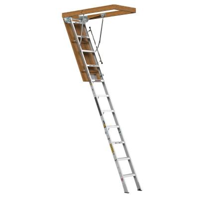 China 2023 Folding Ladders Attic Folding Extension Ladder Compact Aluminum Attic Ladder Telescopic Ladder for sale