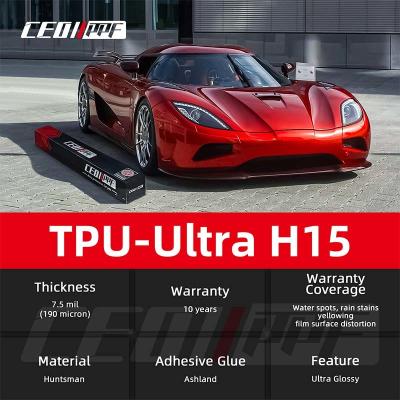 China Anti-scratch TPU Glossy 7.5mil PPF ULtra glossy Hydrophobicity Transparent TPU-Ultra H15 	Car Paint Protection Film for sale