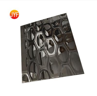 China Suitable For Wall Decoration Y Y3133 Hotel Projects Wall Decorative Black Titanium Mirror Stamped Stainless Steel Sheet Embossing Parts For Elevator for sale