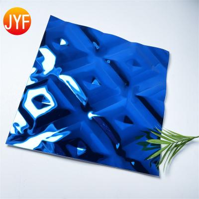 China Villa H186 304 Panels Embossing Stainless Steel Blue Color Coating Stainless Steel Sheet for sale