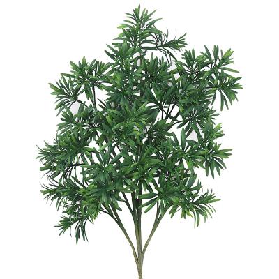 China Branch decorative leaf Podocarpus simulation artificial flower PVC plant plastic tree bonsai for sale