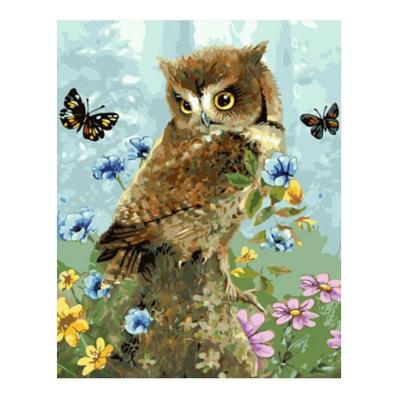 China FILE DIY Oil Painting Gallery Hotel Wall Decoration Painting Wholesale Hand Painted Digital Owl for sale