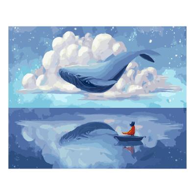 China BRIEF DIY Hand Painted Hanging Blue Whale Digital Oil Painting Oil Painting Anime Painting DIY 40*50 for sale