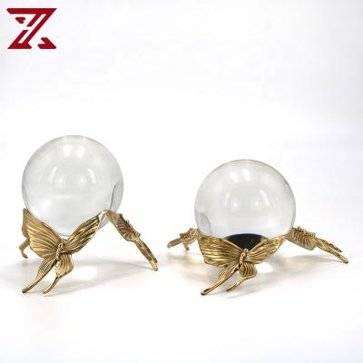 China European style minimalist butterfly crystal ball decoration light luxury gold ornaments for room office TV cabinet cabinet wine model cabinet for sale