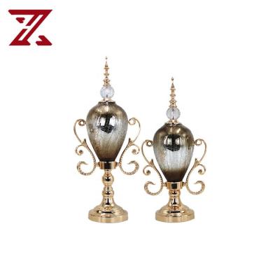 China Eclectic Wholesale Gold Plated Ornament Glass Desktop Decoration for Hotel Decoration for sale