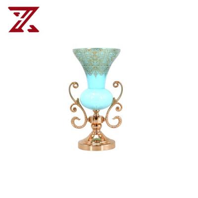 China European Minimalist Modern Decorative Glass Blue Dry Vases Flower Vases For Home Decor for sale