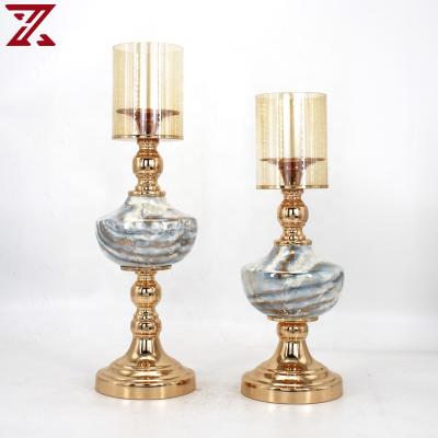 China Wholesale Home Decor Luxury Gold Decoration Metal Ceramic Candle Jar for Wedding Decoration for sale