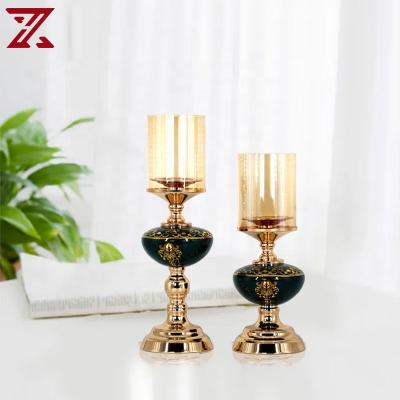 China Wholesale Home Decorative Green Candle Holder ODM Dome Metal Handmade Glass Holders Home Decor for sale