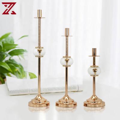 China Home Decoration Success Metal Candle Holders Plated Gold Pillar Candlestick For Home Dining Party Decoration for sale