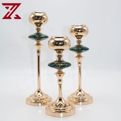 China LUXURY Gold Dark Green Large Candlestick Decoration Romantic Candlelight Dinner Candlestick for Home Decoration for sale