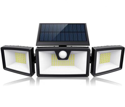 China Solar Garden Security Lights, 3 Lights 132LED Adjustable Outdoor Head Lights Motion Sensor Porch Garden Patio Yard for sale