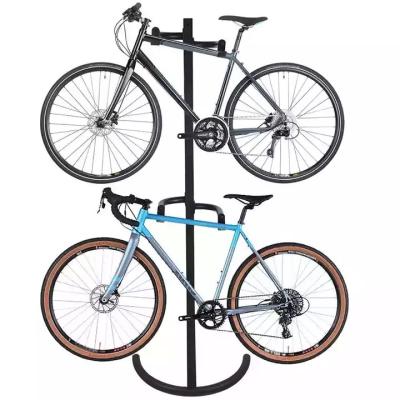 China Durable Floor Standing Bike Parking Rack Bicycle Storage Rack Holds Two Bicycles for sale