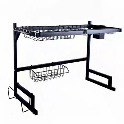 China Sustainable Hot Sale Multifunctional Low Price Dish Rack 201 Two Tier Stainless Steel Dish 65CM Drying Rack for sale