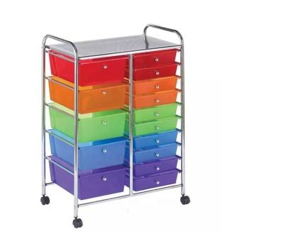 China Eco - Friendly Plastic 8 Drawer Storage Trolley Rack Cart With Wheels for sale