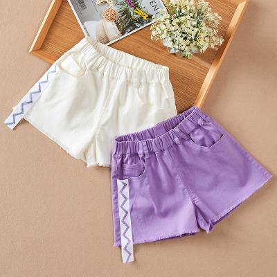 China Anti-wrinkle Summer Girls Elastic Waist Shorts Washed Denim Outer Wear Fashionable Hot Pants for sale