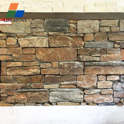 China Exterior Wall Cladding Panels Yellow Natural Decorative Culture Stone Panel Nature Marble Stacked Stone for sale