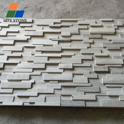 China Coastal Decorative Natural Marble Stacked Stone Veneer Stone Wall Panels For Home Decor for sale