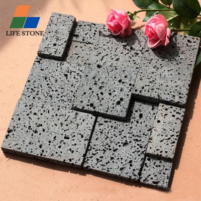 China Natural Industrial Black Volcanic Rock Stone Tile For Sale for sale