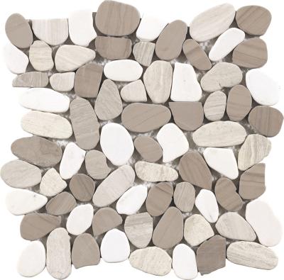 China Gray Natural Pebble Stone Mosaics Guangdong Foshan Marble Mosaic Flooring for sale