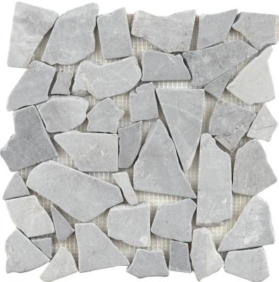 China Parquet Hot Sale Grey special-shaped irregular marble stone mosaic for sale