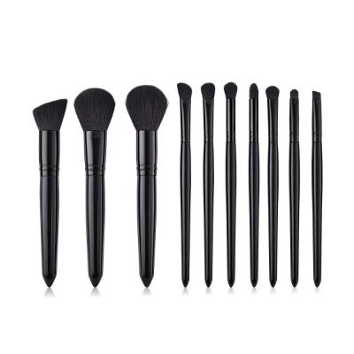 China Angular Blush All Black Makeup Brushes Private Label Brand Logo Cosmetics Bag Makeup Brushes 2019 Set for sale