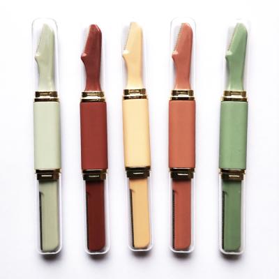 China Eyebrow Shaper Makeup Microblading Knife Shaping Double Blade Razor Blade Eyebrow Trimmer Shaping Knife Custom for sale