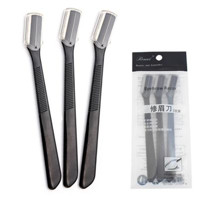 China Black Eyebrow Razor Makeup Eyebrow Shaper 3 Pcs Set Cosmetics Custom LOGO Blade Razor Women for sale