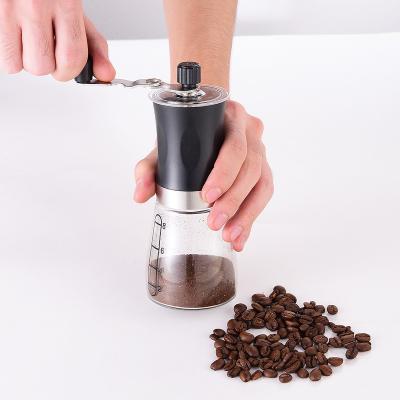 China WITH LID stainless steel manual coffee grinder with glass bottle for sale