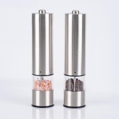 China Electric Ceramic Core Stainless Steel Salt Pepper Sesame Bottle Grinding Seasoning Grinding Bottles Electric Hide Viable Grinder for sale