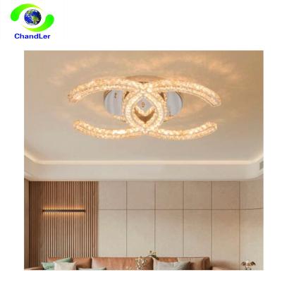 China 72W Surface Mounted Celling K9 Wall Lamp Stainless Steel Light Crystal Material Outdoor Dimming Led Celling Light for sale