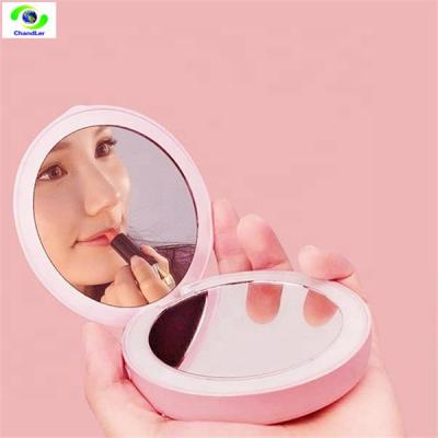 China SUPPLIER Double Sided Led Folding Mirror Pocket Lighted Portable Lighted Makeup LED Mirror for Lady Led Travel Cosmetic Mirror for sale