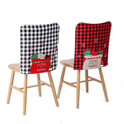 China Kid Gifts New Plaid Santa Christmas Red Black Chair Covers For Dining Or Kitchen Decorations for sale