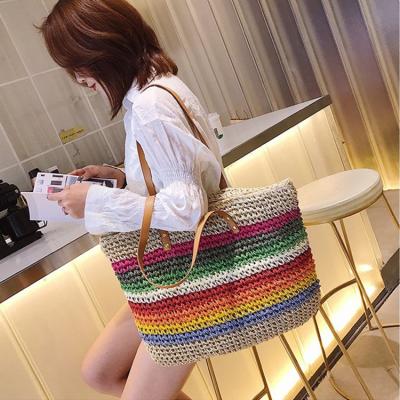 China Holiday New Fashion Women Handbag Shoulder Bag Trend Colorful Korean Beach Straw Bag for sale