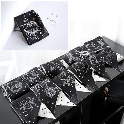 China Summer new tarot 12 constellation long spring and silk scarf printing silk bag handle small advance scarf wholesale for sale