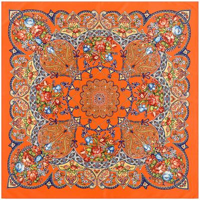 China Size 100*100 Square Travel Bohemian Geometric Silk Turban Women's Silk Scarf Shawl for sale