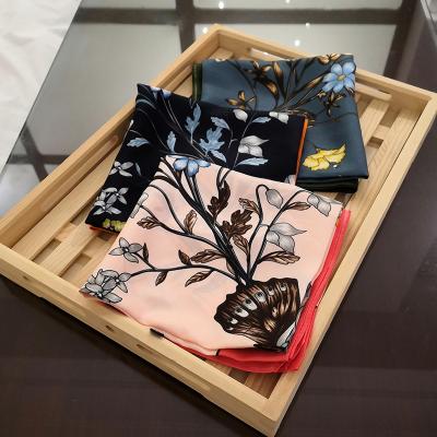 China Spring 2019 new square silk twill scarf 70 female Korean scarf butterfly flower scarf decoration package for sale