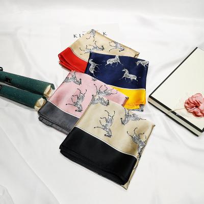 China The 2019 border square is a new Korean version of the silk female pony scarf 70 printed satin scarf decorative scarf for sale