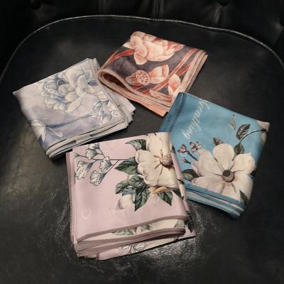 China Wholesale 100% Cotton Scarf New Long Silk Scarf Women's Small Scarf Blue Wood In 2019 Silk Worm Fiber Crepe Silk Satin Mist for sale