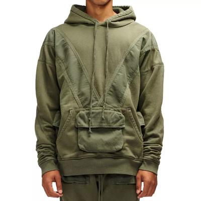 China Anti-wrinkle Tuhao Wholesale OEM Manufacturer Spring Army Utility Hoodie Anti-pilling Vintage Green Many Pockets Pullover Hoodie For Men for sale