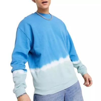 China Breathable Tuhao Custom Printed Logo Tie Dye Striped Logo Blue Solid Long Sleeve 100% Cotton Loose Oversized Unisex Plain Men T Shirt for sale