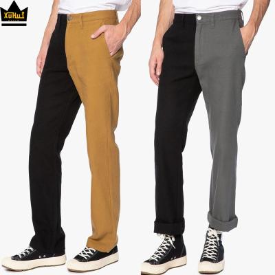 China Windproof Loose fit two tone men pants straight leg outdoor funky streetwear custom logo mens cotton casual work pants for sale