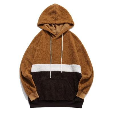 China Sustainable Wholesale Custom Fashion Street Knitted Front Pocket Color Block Fluffy fleece Fur Luxury Side Zipper Men's Multi Color Hoodies for sale