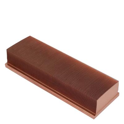 China Computer Case Pure Copper Radiator Skived Fin For Cooling System Copper Heatsink For Server Amplifier Heatsink Module for sale