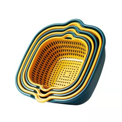 China Factory direct sales thickened border six-piece set storage double-layer drain basket kitchen multi-function drain basket for sale