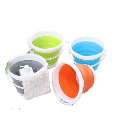 China 10 Liter Multi-Function Bucket Silicone Plastic Bucket Portable Portable Folding Outdoor Bucket for sale