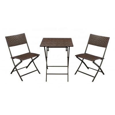 China Newest Weather Outdoor Furniture Outdoor Furniture Garden Set Three Piece Square Table Dining Set Modern Folding Rattan Chair For Outdoor for sale